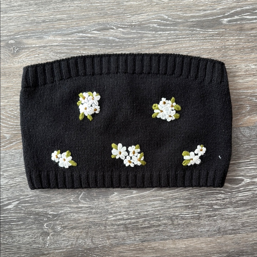 Black Floral Knit bandeau top